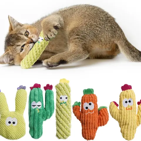Pawsible 5-Pack Cactus Cat Toy Set - 100% Premium Cat Herb Filling, 4-6in for Kittens, Colorful Variety, Cactus-Chase Fun, Natural Stimulation, Durable Teeth Soothing, Solo or Buddy Play Kitty Toy