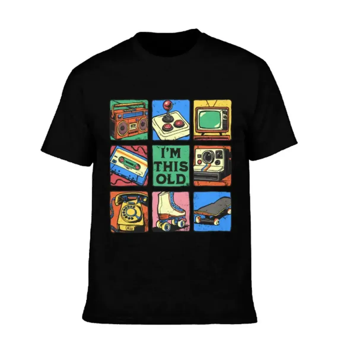 2026 Men's Retro 80s 90s "I'm This Old" T-Shirt Vintage Tech Grid Throwback Casual Cotton Tee for Nostalgia Lovers Fashion Apparel Graphic Shirts Cotton Graphic Tees Humor Graphic Tee Pattie Gonia Merch