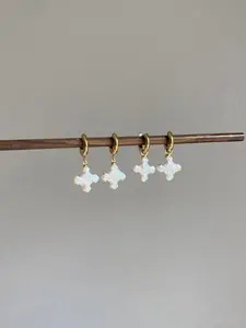 Dainty Petal Cross Pearl 3 in 1  Baroque Pearl Zircon Stud or Gold Hoop pearl earring Drop Fashion Earrings