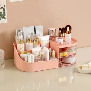 Cosmetic Organizer Box, Desktop Makeup Vanity Mirror Holder, Skincare Storage Rack, Lipstick Sorter, Drawer-Style Table Top
