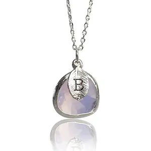 October Birthstone Necklace, Pink Opal Necklace, Personalized Bridesmaid Necklace, Custom Initial Necklace, Gift for Her, Pink Opal Jewelry