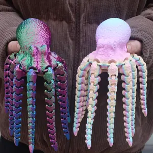 3D Printed Octopus Figurine, 1 Count Colorful Joint Movable Octopus Statue, Home Decor Ornament, Creative Modern Decoration for Living Room Bedroom Party, Interior Decoration Accessories