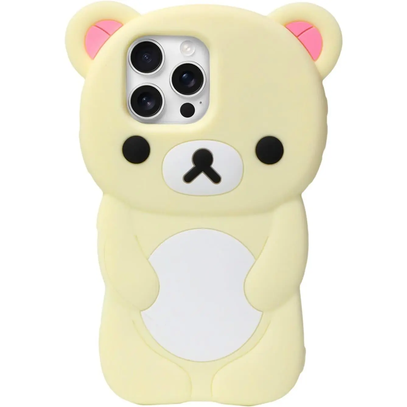 Soft Silicone Bear Case for iPhone 16, Cute 3D Cartoon Teddy Bear Designed, Protective Lovely Fun Adorable Fashion Phone Case, Kawaii Cover for Women Girls Kids, Yellow