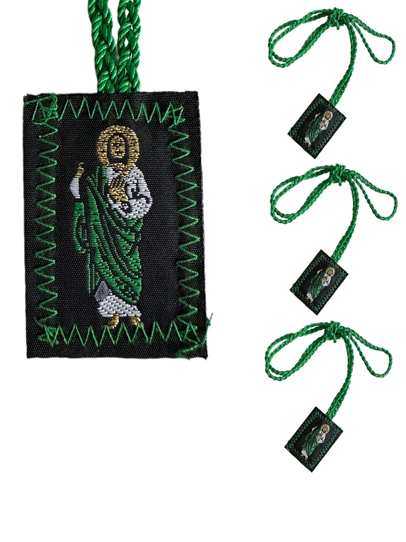 3 Pcs Brown Escapulario De La Virgen Del Carmen, Green San Judas Tadeo Escapularios Catolicos, Red Virgen De Guadalupe Necklace Set Religious Jewelry Gift For Women Man Mexican Decoration