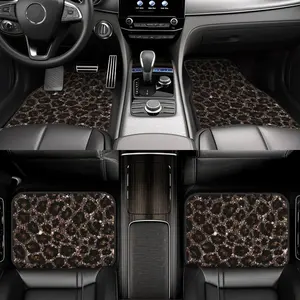 Set of 4 Dark Leopard Print Floor Mats for The Front And Rear of The Car, Featuring Anti-Slip Properties, Easy to Clean, Designed for Car Interiors