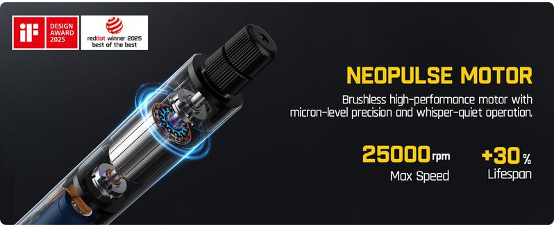 Fanttik F2 Master Mini Cordless Rotary Tool Kit 4V, Brushless Motor 25000 RPM, Revostor Hub, 35 Accessories, Portable Lightweight Design Drill Bits, for 3D printer