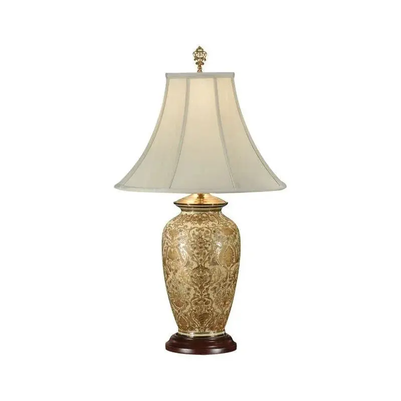 Gold Damask Hand-Painted Porcelain Base Table Lamp