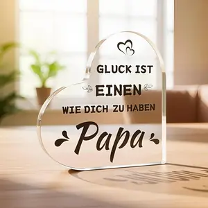 Heart-Shaped Acrylic Christmas Gifts for Dad, Unique Decorative Keepsake, Perfect Holiday Present for Fathers & Stepdads