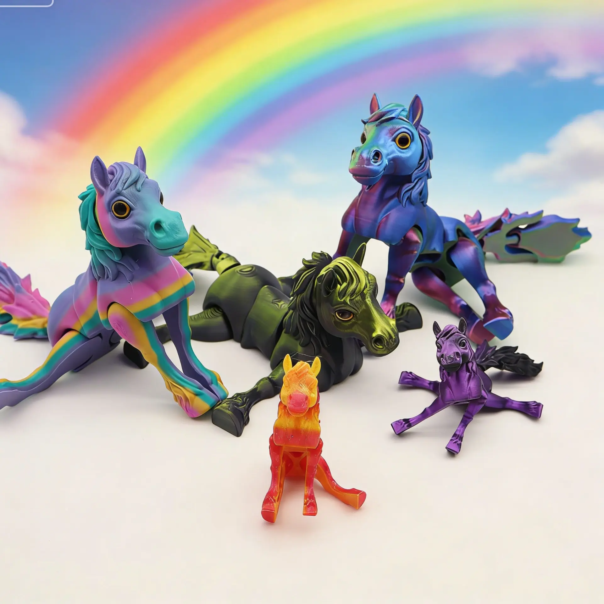 3D Printed Horse Model Collection, Cute Horse Design, Soft Animal Figurine, Jointed, Articulating Animal Figurines, Home Office Decor, Holiday Decoration, Outdoor Display, Animal Decorations, Figurines For Collectors, Art Collectible