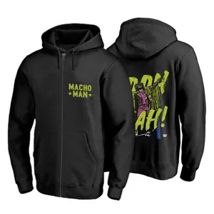 WWE Macho Man Randy Savage 3D Zip Hoodie Oooh Ah Retro Print Unisex Streetwear Jacket Men Women Fall Winter Casual Sports Fan Merch Oversized Comfortable Sweatshirt