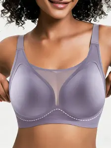 Women's Seamless Sports Bra with Padded Supportive Seamless Cups Moisture-Wicking & Breathable Enhances Smaller Busts Seamless Comfort Without Underwire Flattering Back Design