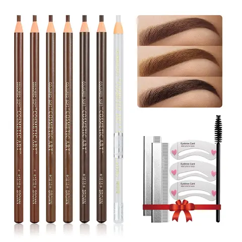 Waterproof Eye-Brows Pen-cil Set, Pull Cord Peel-off Eyebrow Pencil Microblading Eyebrow Pen Supplies Kit, White Eye-Liner Pencil and Eyebrows Tool Tattoo Makeup For Marking