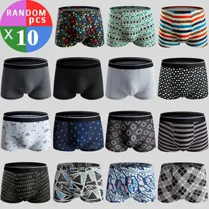 Men's Underwear 10 Pack Random Styles Breathable Comfortable High-Elastic Fabric Boxer Briefs for Daily Wear All Seasons Print