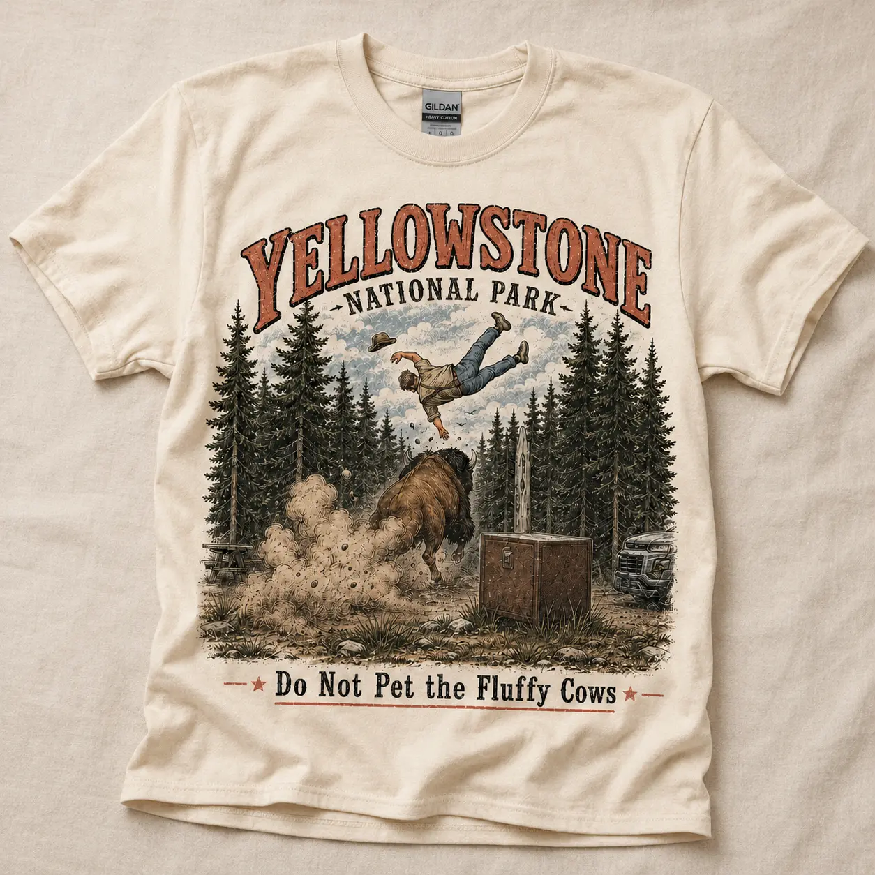 Do Not Pet The Fluffy Cows T-shirt, Yellowstone National Park Shirt, Family Trip Outfit, Matching Camp Tees, Vacation Gifts Top Man Menswear Tshirt