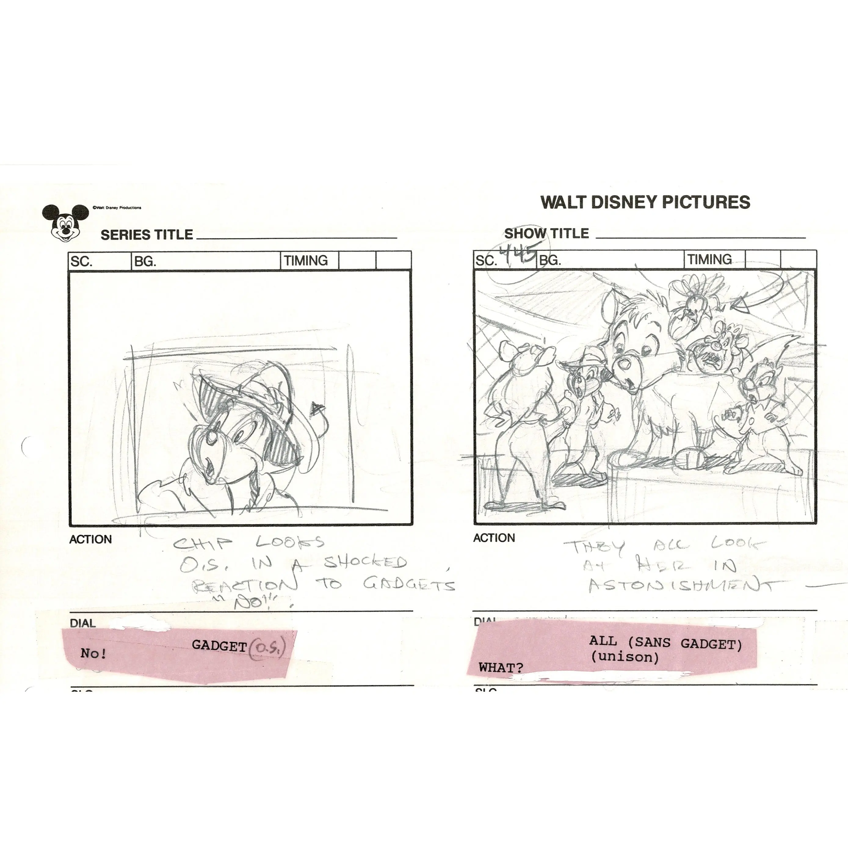 Chip n Dale Rescue Rangers Original Production Animation Storyboard Walt Disney FIRST EPISODE 1988 A100