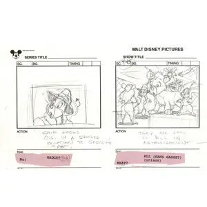 Chip n Dale Rescue Rangers Original Production Animation Storyboard Walt Disney FIRST EPISODE 1988 A100