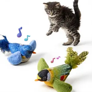 【SummerVibes】2-pack catnip cat toys that stimulate indoor cats' natural hunting instincts,Interactive plush bird toy with realistic chirping sounds to tease your cat