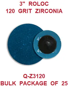 3  INCH  ZIRCONIA  ROLOC  120  GRIT  (25PACK)