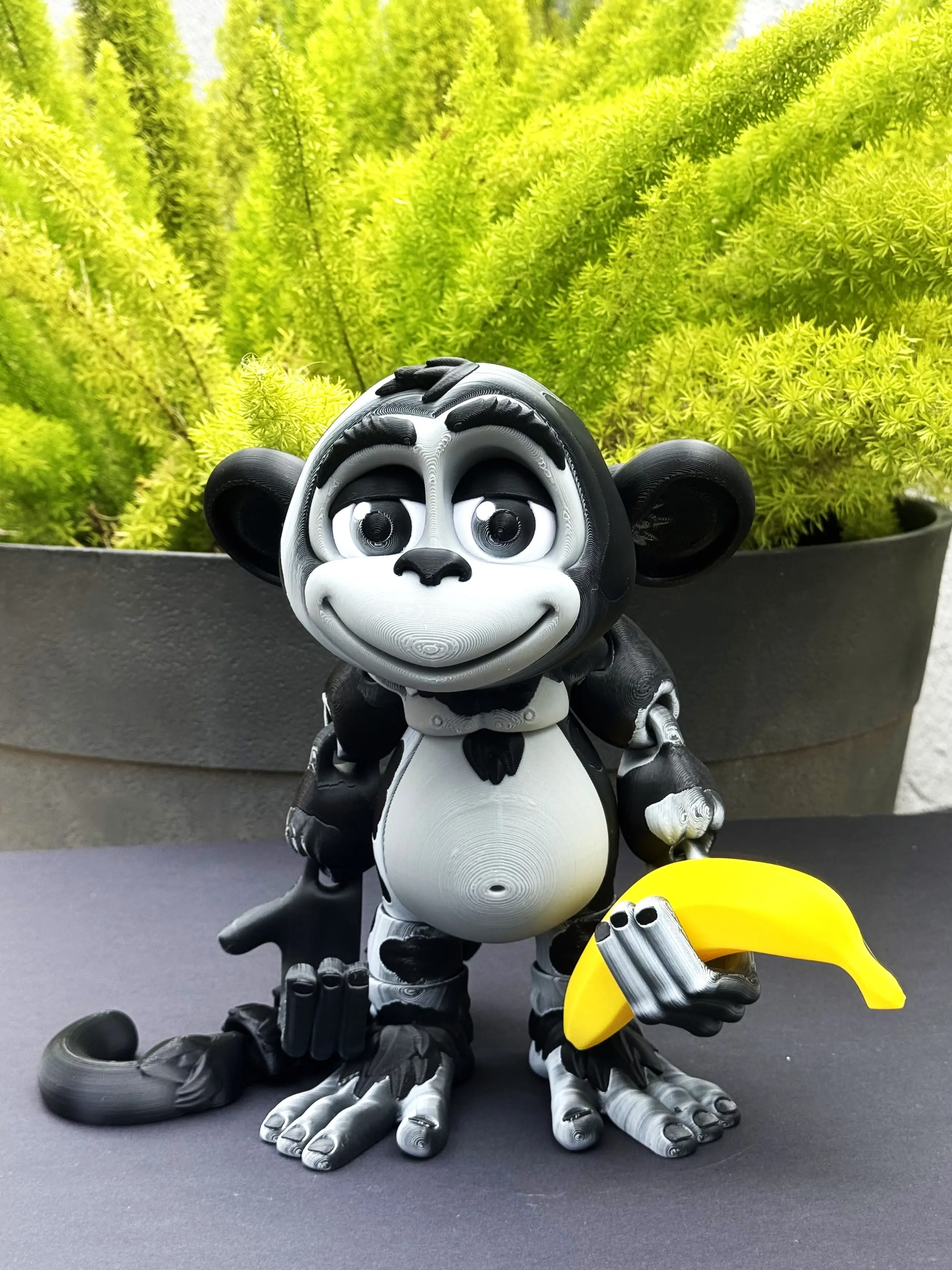9 In Jumbo 3D Printed Articulated Tail Monkey Fidget Toy - Gray & Black, Unisex Adult (12+ Years), Flexible, Hangable, Monkey Theme Animals, Stable Self-Standing Poses, Stress Relief Decorative Piece, Made in USA, Desk/Room Accessory