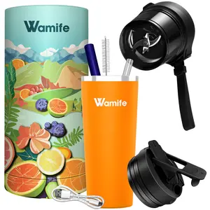 Wamife Portable Blender - Stainless Steel Travel Blender for Smoothies, 26Oz Large Cup Size, Keeps Drinks Cold for 12 Hours