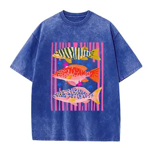 Colorful Maximalist Tropical Fish Trio T-Shirt