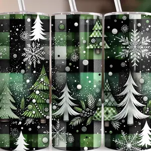 20oz green plaid Christmas tumbler