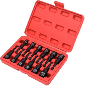 12PCS Magnetic Nut Driver Set, Impact Nut Driver Set 1/4" Hex Shank, Nut Driver Bit Set for Impact Drills, Metric & SAE Drill Socket Set, Cr-V Steel