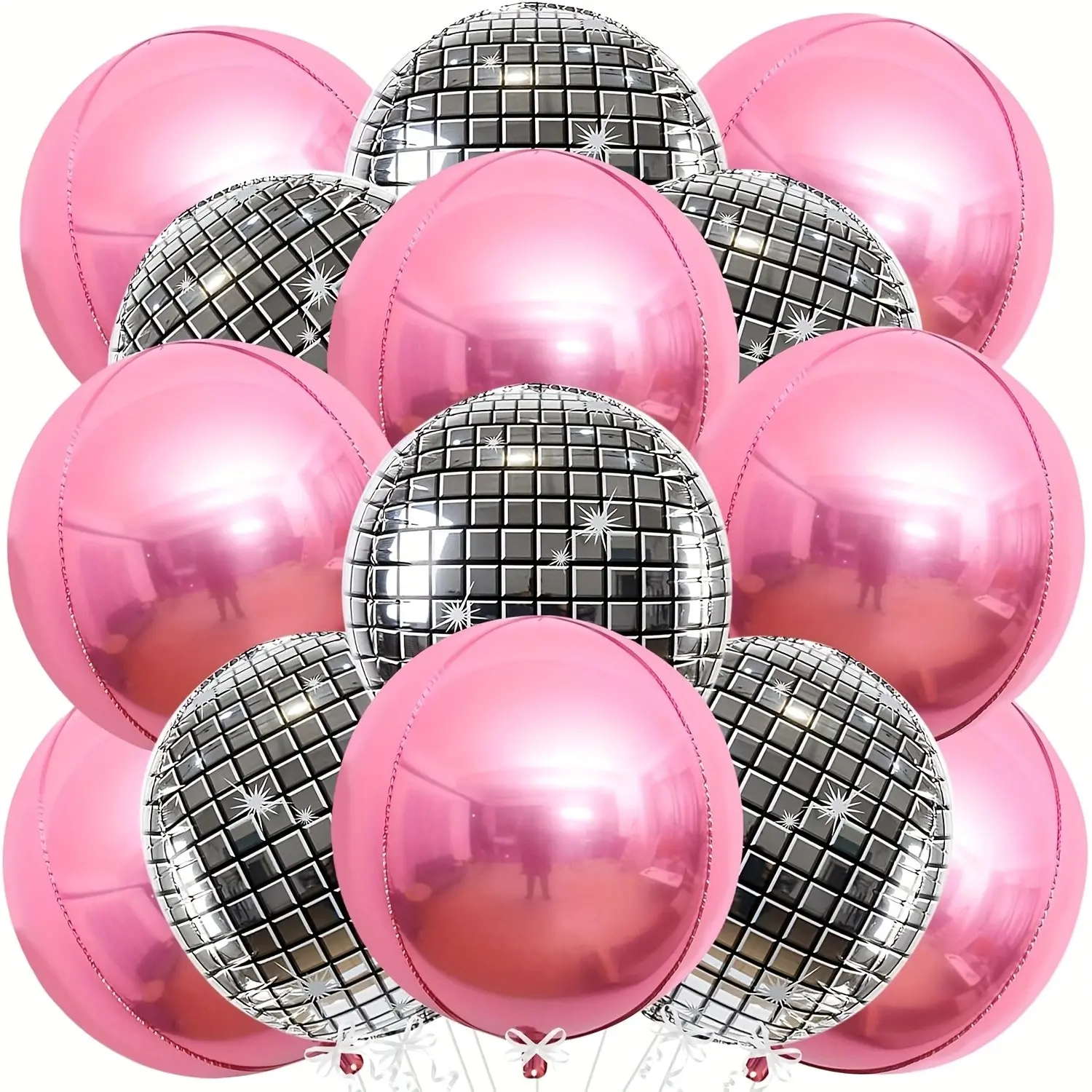 14pcs 22-Inch 4D Pearl Silver Disco Balloons Set, Balloon Garland Kit, Party Decoration for 70s and 80s Disco Dance, Birthday Party Decorations