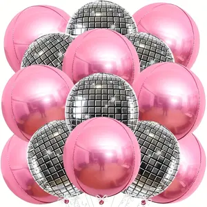 14pcs 22-Inch 4D Pearl Silver Disco Balloons Set, Balloon Garland, Party Decoration for 70s and 80s Disco Dance, Birthday Party Decorations