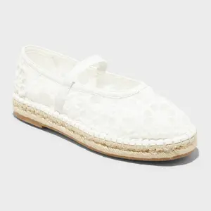 Women's Celia Floral Lace Mary Jane Espadrille Flat with Memory Foam Insole - Universal Thread