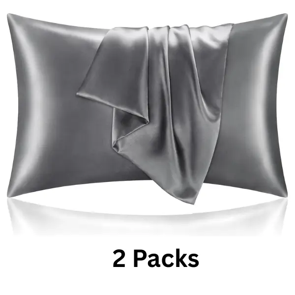 2 pack of  Satin Pillowcase for Hair and Skin, Super Soft and Cooling Similar to Silk Pillow Cases 2 Pack with Envelope Closure, Gift for Women Men(20"x30" Queen Size, Dark Grey)