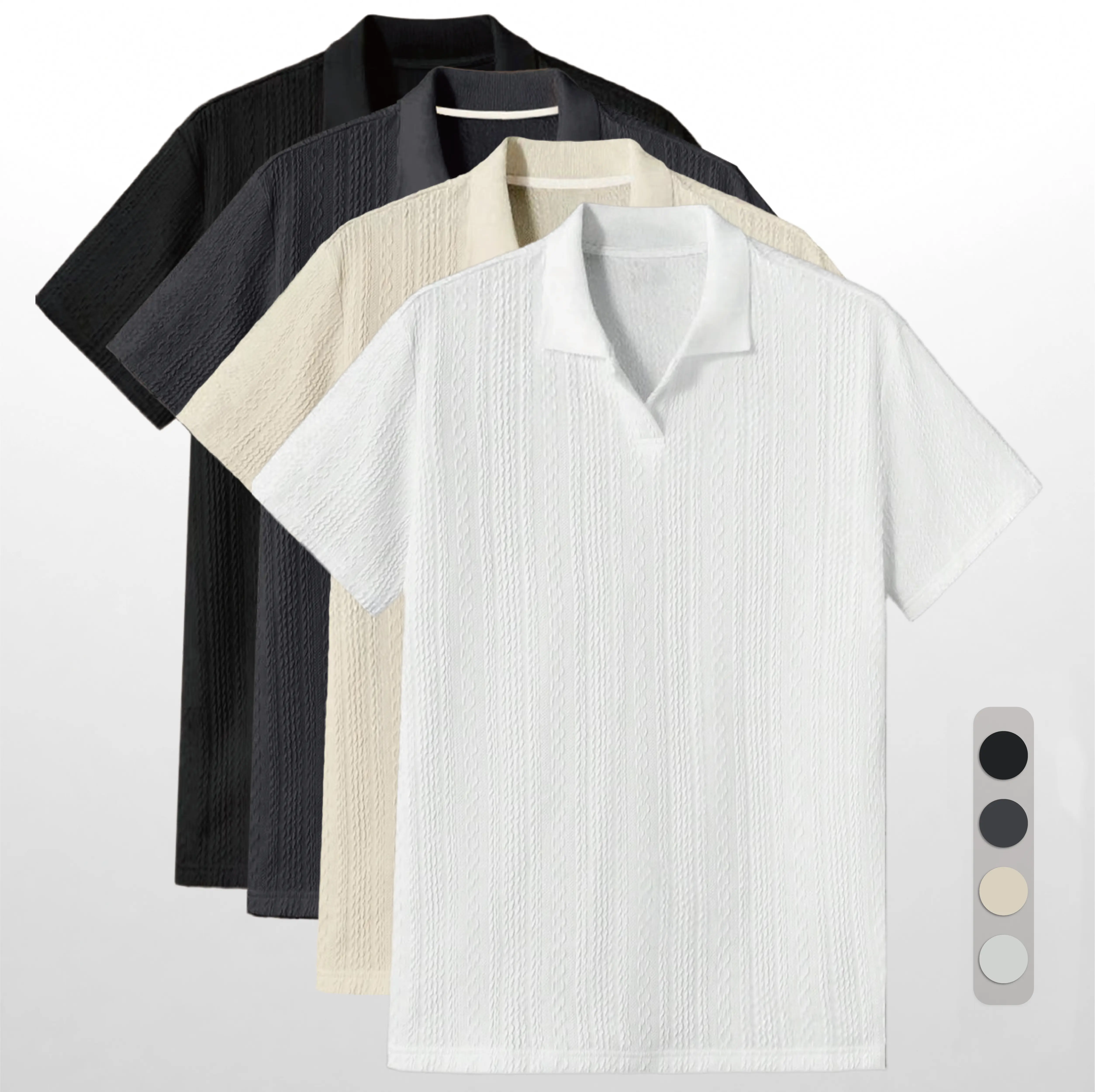 Jacquard collard polo - TikTok Shop