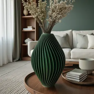 Vati Stylish Accent Vase for Living Room - Elegant Tapered Shape, 3D-Printed Floral Design, Ideal for Flowers and Botanicals Decor, Minimalist Decor