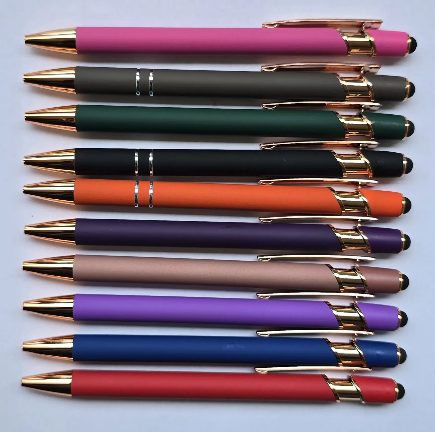 FREE LASER PRINTING on 10 Metal Ball Point 2 in 1 Office Pens with Stylus Tip, Free Print Name, LOGO,Quotes Print Writing Stationery, School Pen