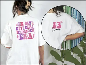 In My Official Teenager Era Shirt, 13th Birthday Girl Shirt, Custom Thirteen Shirt, Thirteen Birthday Gift, women tee