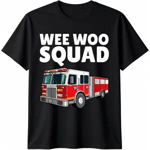 100% Cotton Funny Firefighter Art For Men Women Fire Truck Fireman T-Shirt