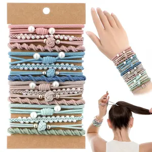 Lolalet Hair Ties 20 Pcs - Thicker, Stretchy, Durable, No Pull Nylon Hair Ponytail Holder for Women and Girls, Fit for Thin, Long, Curly Hair, Also as Bracelet