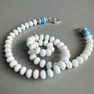 White Burst: White onyx, turquoise, and howlite - Natural Gemstone Beaded Necklace
