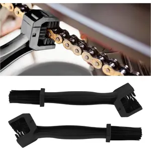 2PCS Motorcycle Chain Brush,Double-Ended Motorcycle Chain Cleaner with Three-Sided and Long Bristles,Universal Motorcycle Chain Cleaning Kit for Motorcycle Bicycle Mountain Bike (Black/2PCS)