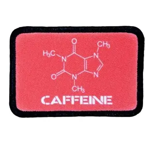 Caffeine molecule coffee tea meme 2"x3" removable morale patch with hook and loop backing
