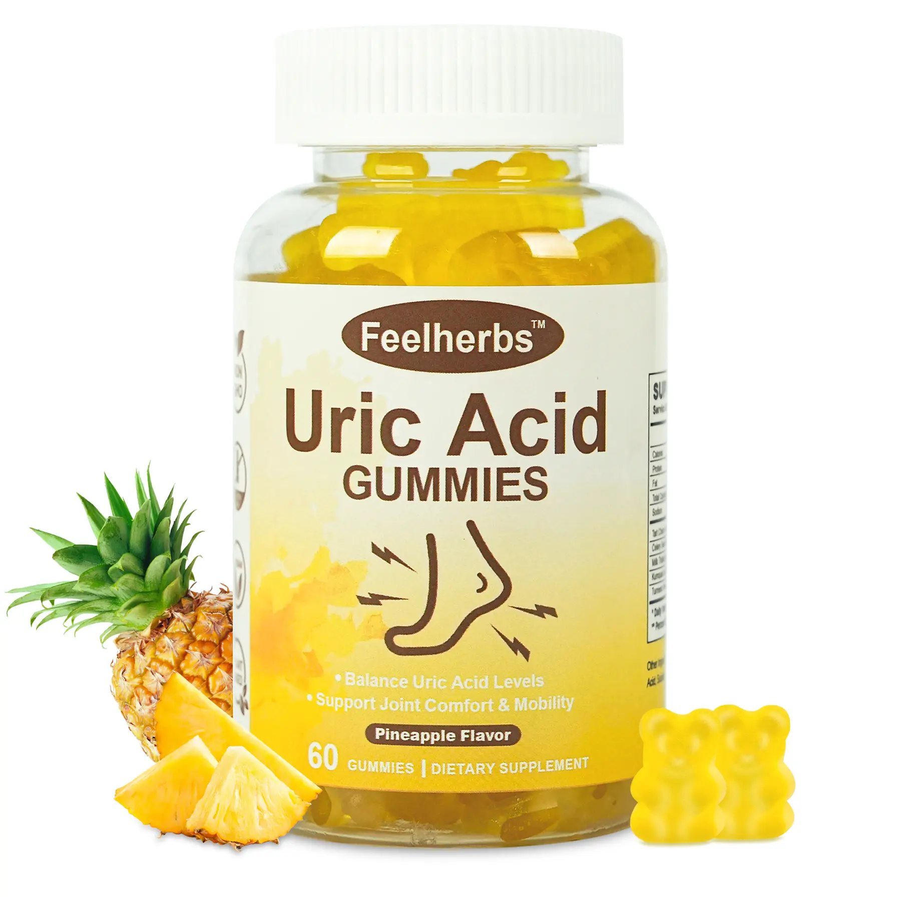 Uric Acid Dietary Supplement Gummies - 60 Natural Tart Cherry, Celery Seed Extract for Joint Cleanse, Detox Support, Anti-Inflammatory Vitamins for Adults