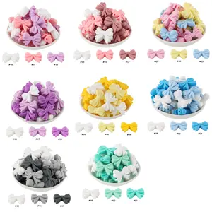 15pcs New Bow-Shaped Silicone Focal Beads Assortment, Multi-Color Mix, Suitable for Various Bracelets, Necklaces, Beaded Pens, and Phone Charms, Diy Mix Beads, Diy Jewelry Making
