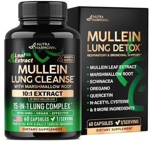 Mullein Lung Detox - Mullein Leaf 10:1 Extract - Marshmallow Root | Echinacea | Oregano | Quercetin | NAC - 15-in-1 Lung Support & Cleanse for Smokers Supplement - Made in USA - As Drops - 60 Capsules