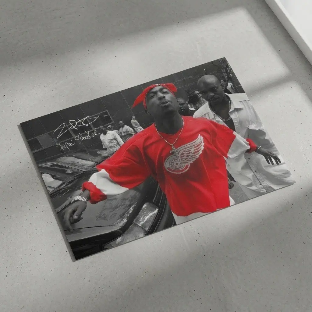 Unframed Poster - Retro Rapper Tupac Hoodie and 2pac Poster – Vintage Hip Hop Graphic HoodiE Style Top Cotton