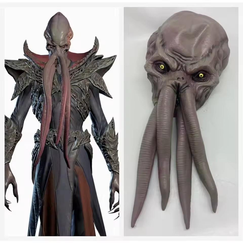 Game Baldur Gate 3 Lllithid Mind Flayer Squiddy Mask Cosplay Octopuses Monster Latex Helmet Halloween Party Costume Props Decor movie