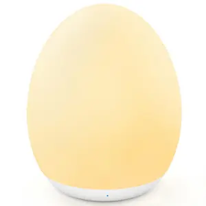 Egg Light for Nursery, 7 Colors Changing & Stepless Dimming, Soft Silicone Touch Night Lamp with 1 Hour Timer, Rechargeable Nursery Night for Breastfeeding