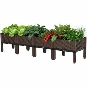 Multifunctional raised planters; upgraded elevated vegetable garden containers with drainage systems; suitable for rectangular planter arrangements on patios, gardens, and balconies; rectangular garden bed sets for indoor and outdoor use