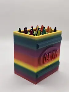Rainbow Crayon Storage Box with Lid - Kids Art Organizer, Colorful Crayon Holder, Playroom Decor