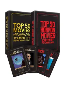 Fan Bundle: Top 50 & 50 Horror Movie Scratch Off Decks - Complete Challenge, Enhance Movie Nights!