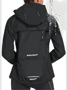 Women's Waterproof Hooded Raincoat, Outdoor Windproof Softshell Long Sleeve Jacket with Zipper Pocket, Breathable Hiking Coat, Lightweight Travel Camping Gear